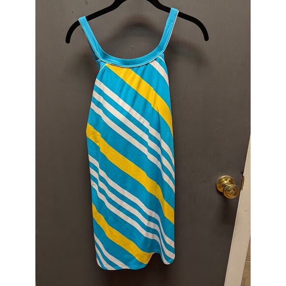 Lands End Size 12 Blue Yellow white bathing suit top tankini NEW - Picture 1 of 7